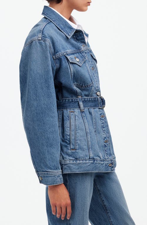 Madewell Belted Oversize Trucker Jean Jacket In Reston Wash