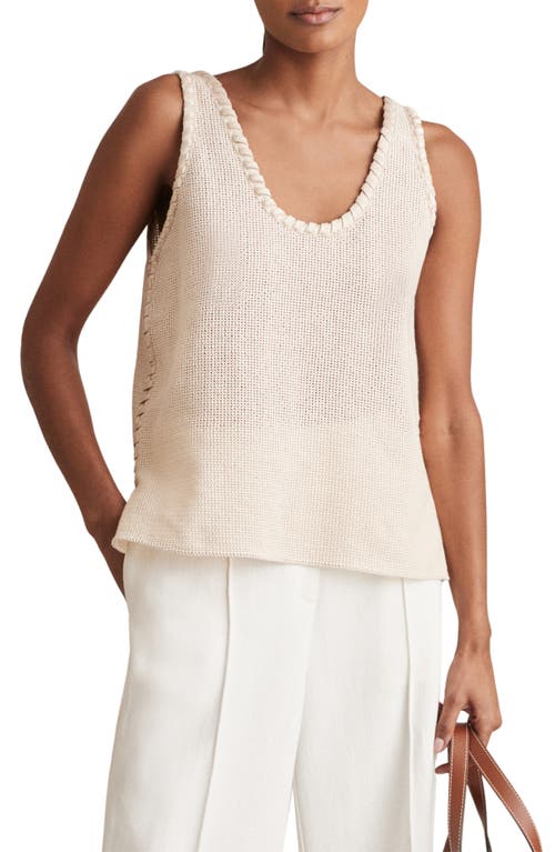 Reiss Carla Whipstitch Trim Open Stitch Tank In Cream