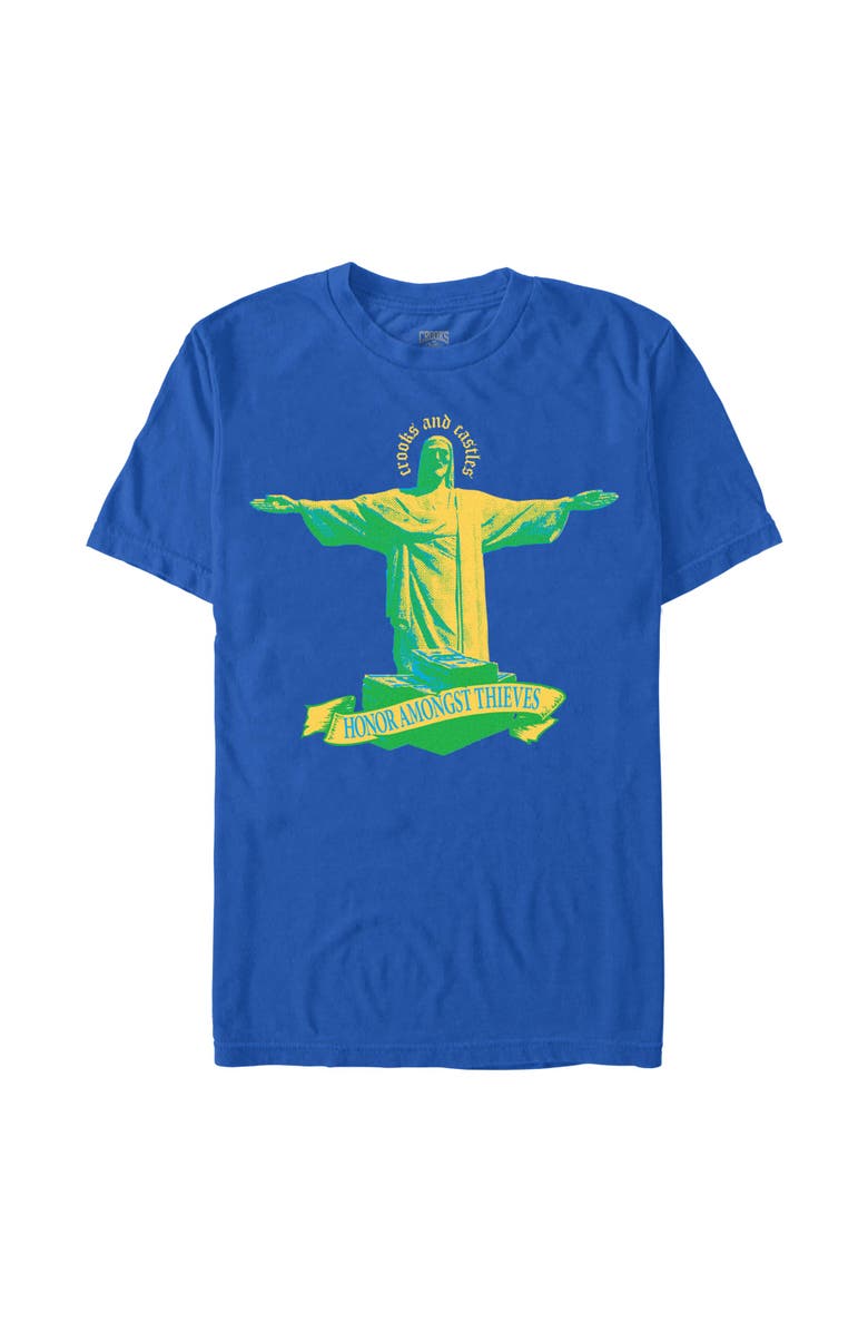 Crooks & Castles Men's Crooks & Castles Honor Amongst Thieves Green Print Graphic T-Shirt, Main, color, Royal Blue