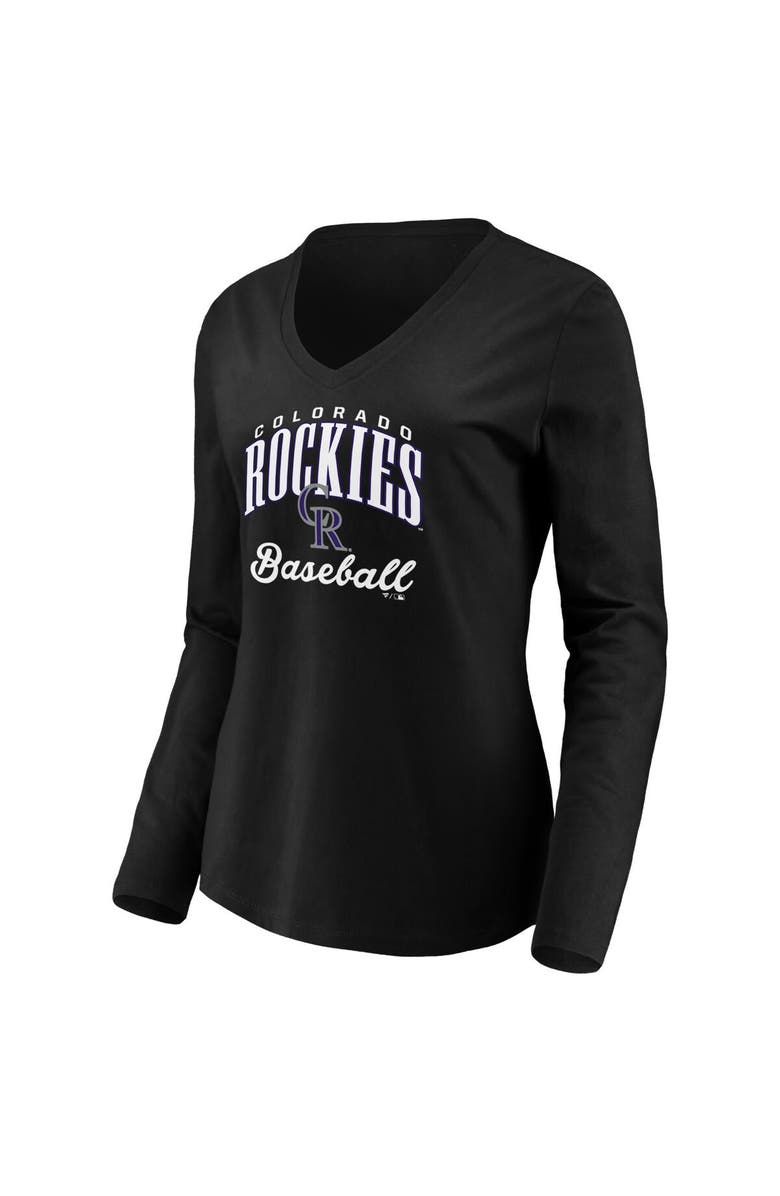 FANATICS Women's Fanatics Branded Black Colorado Rockies Victory Script V-Neck Long Sleeve T-Shirt, Alternate, color,