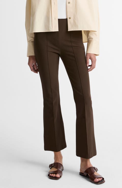 Pintuck Pleat Crop Flare Pants