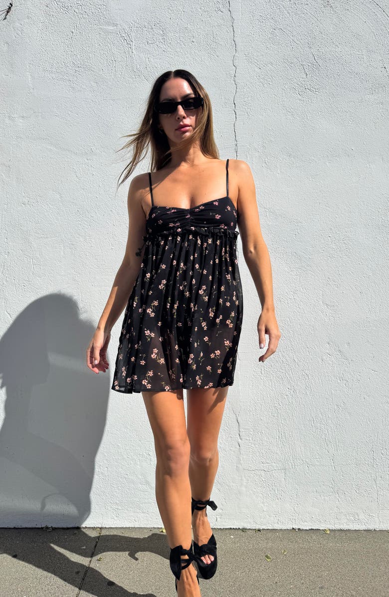 AFRM Aria Floral Mesh Babydoll Minidress, Alternate, color, Delicate Ditsy