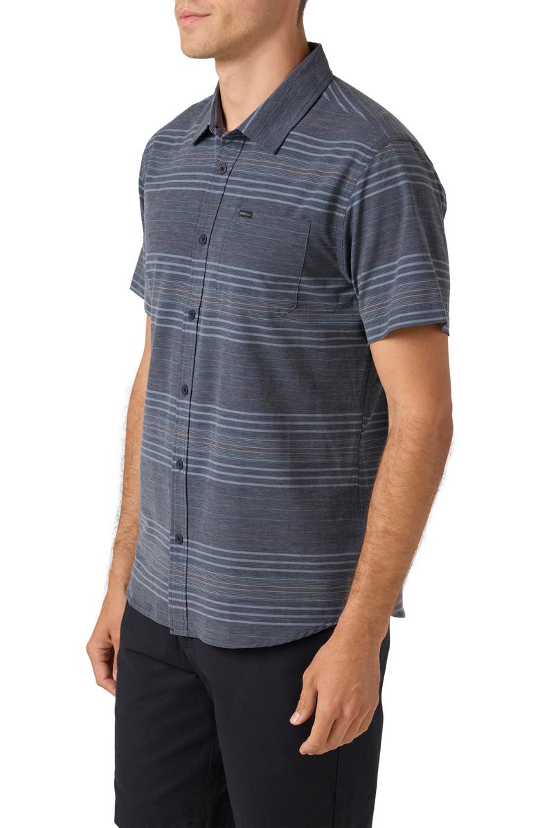 O'Neill TRVLR UPF Traverse Stripe Short Sleeve Performance Button-Up Shirt, Alternate, color, 