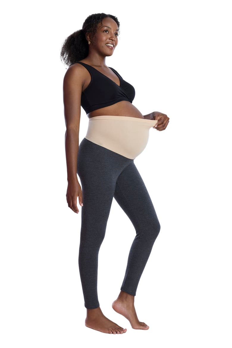 Essential Stretch Secret Fit Over the Belly Maternity Tights, Alternate, color, Heather Grey