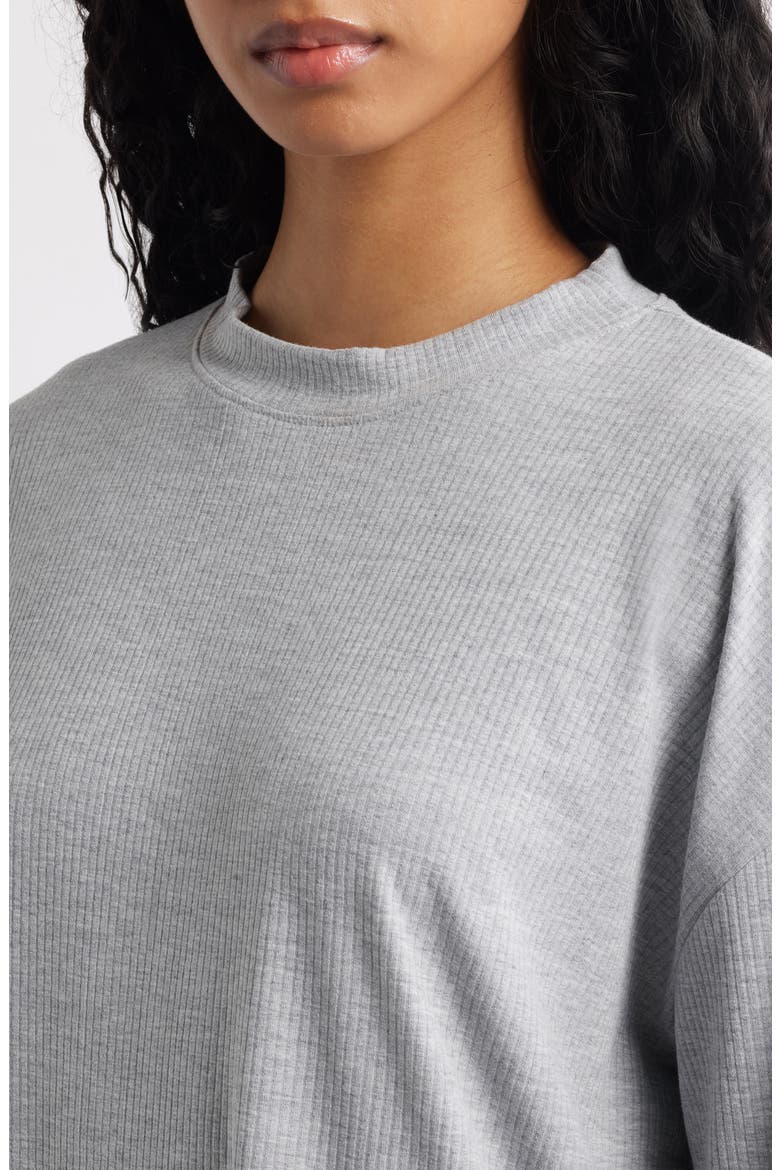 Lex Ribbed Oversize T-Shirt & High Waist Crop Pants Set, Alternate, color, HEATHER GREY