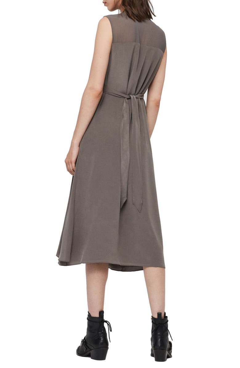 AllSaints Jayda Exposed Zip Sleeveless Silk Dress, Alternate, color,