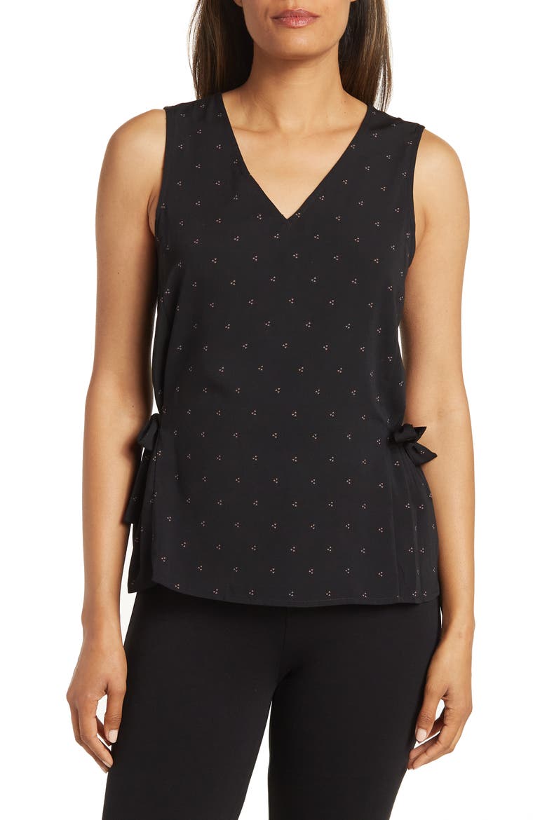 V-neck Side-tie Blouse, Main, color, BLACK CAMEL MINI TRIANGLE