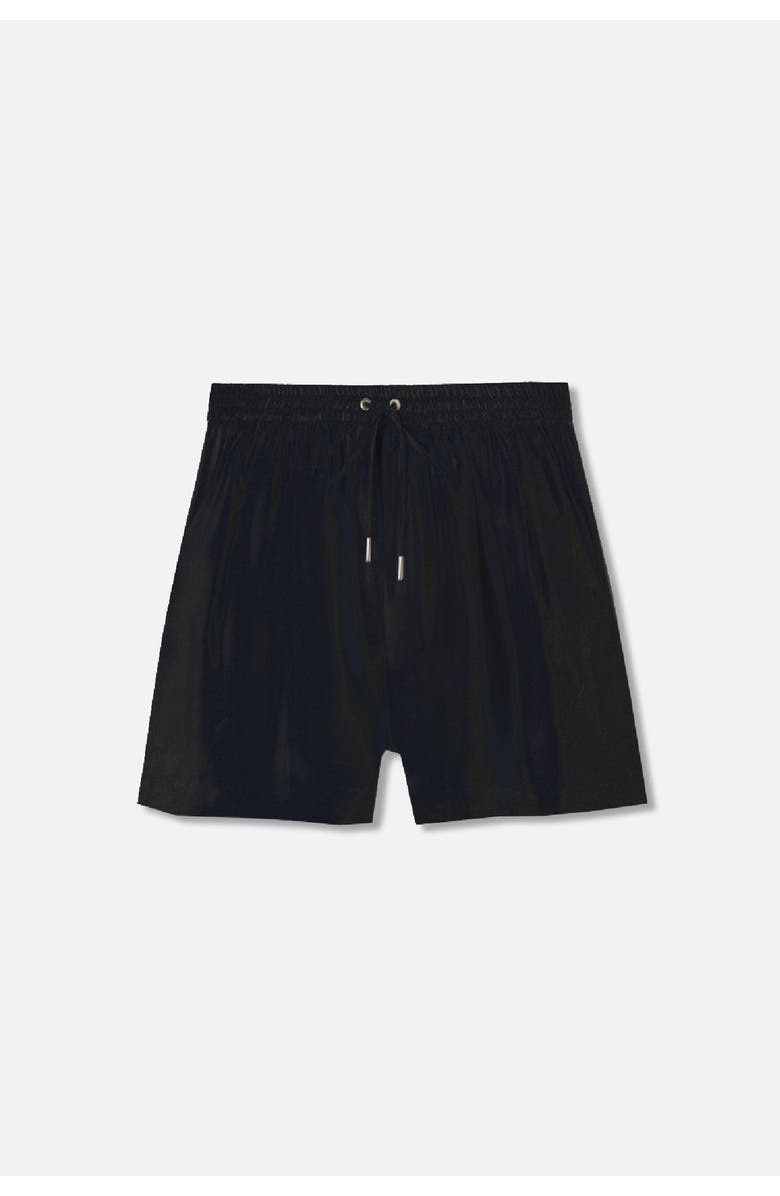 SILK LAUNDRY TWILL SLOUCH SHORTS BLACK, Alternate, color, Black