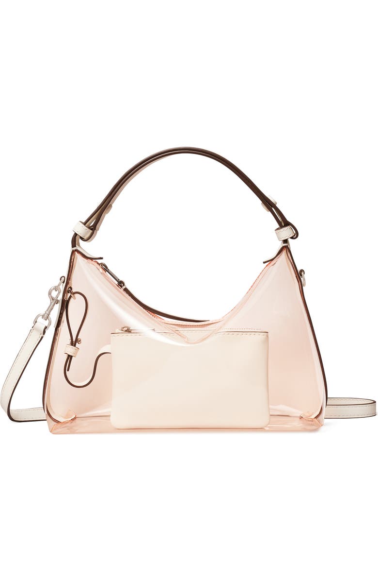 Tory Burch Mellow Transparent Shoulder Bag, Main, color, Flamingo Pink