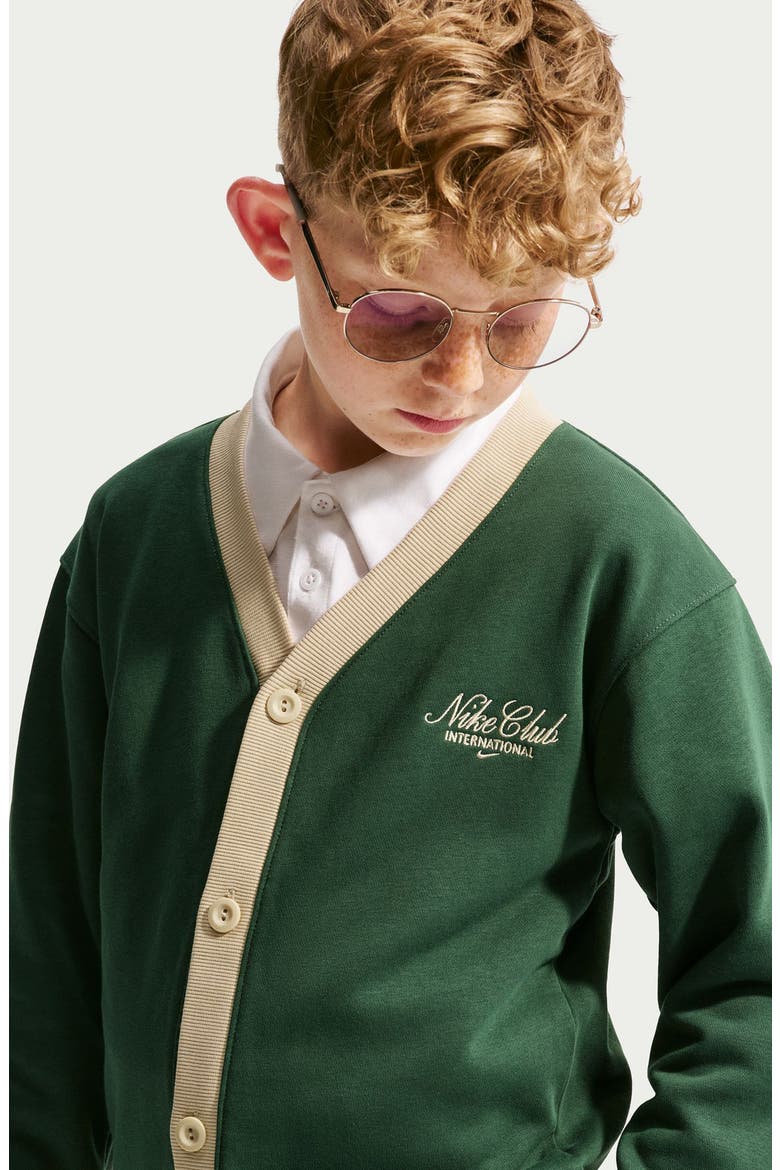 Kids' Club French Terry Cardigan, Alternate, color, FIR/ SANDDRIFT