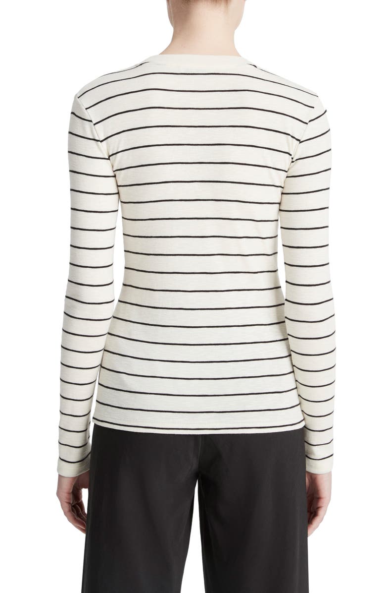 Vince Stripe Long Sleeve Cotton & Modal Crewneck Top, Alternate, color, 