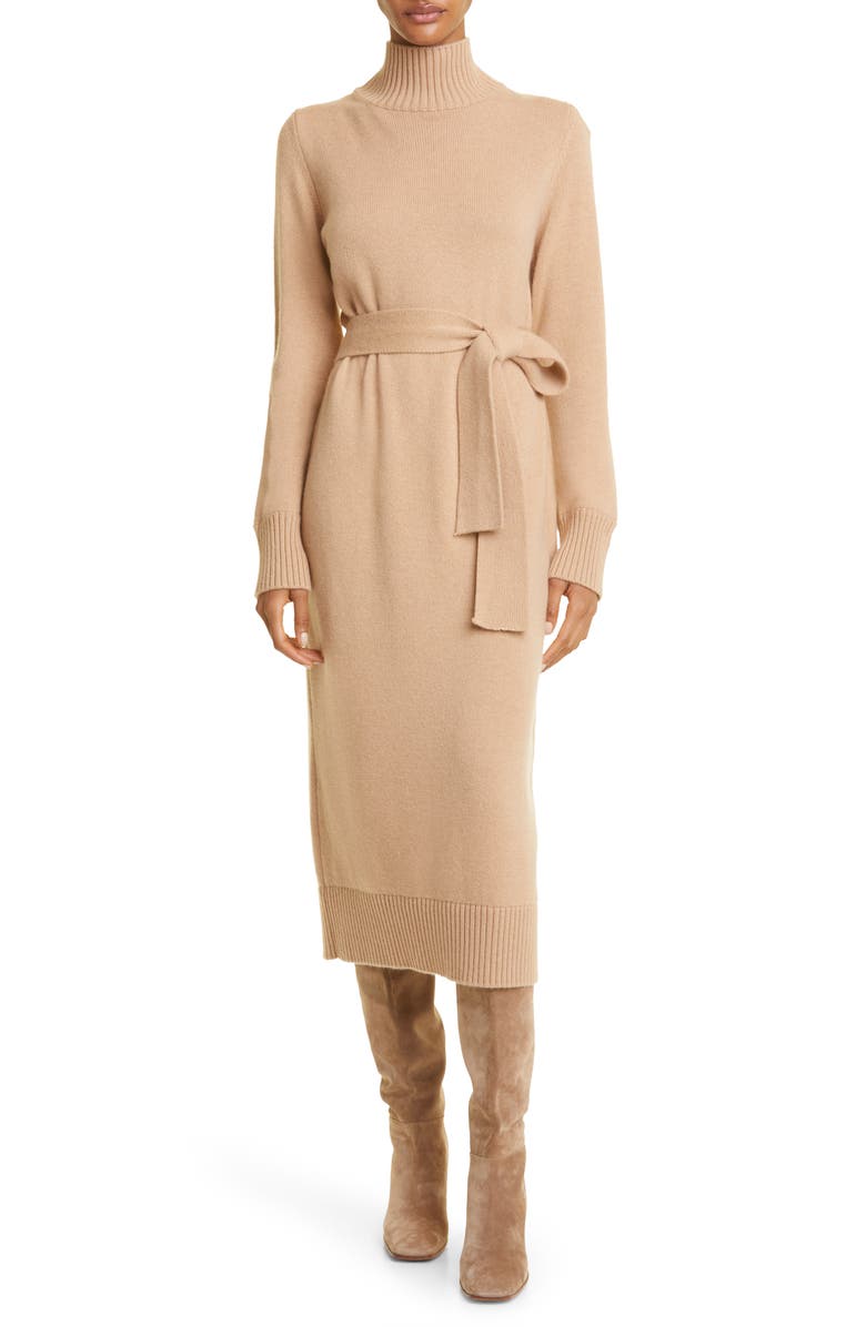 Eleventy Long Sleeve Turtleneck Cashmere Sweater Dress, Main, color,