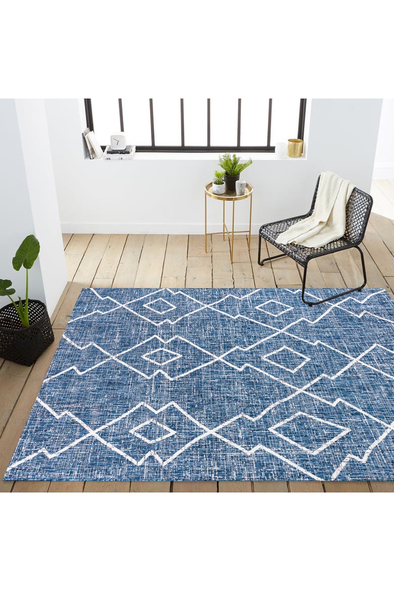 Carwa  Diamond Trellis Indoor/Outdoor Area Rug, Alternate, color, Blue/Ivory