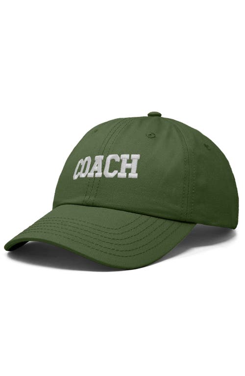 Dalix Coach Embroidered Sports Dad Cap In Olive