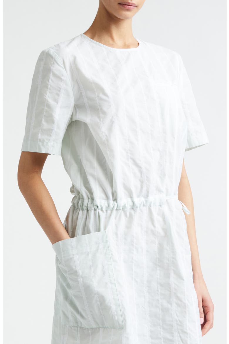 Renata Stripe Cinched Cotton Poplin Dress, Alternate, color, MIST/ WHITE