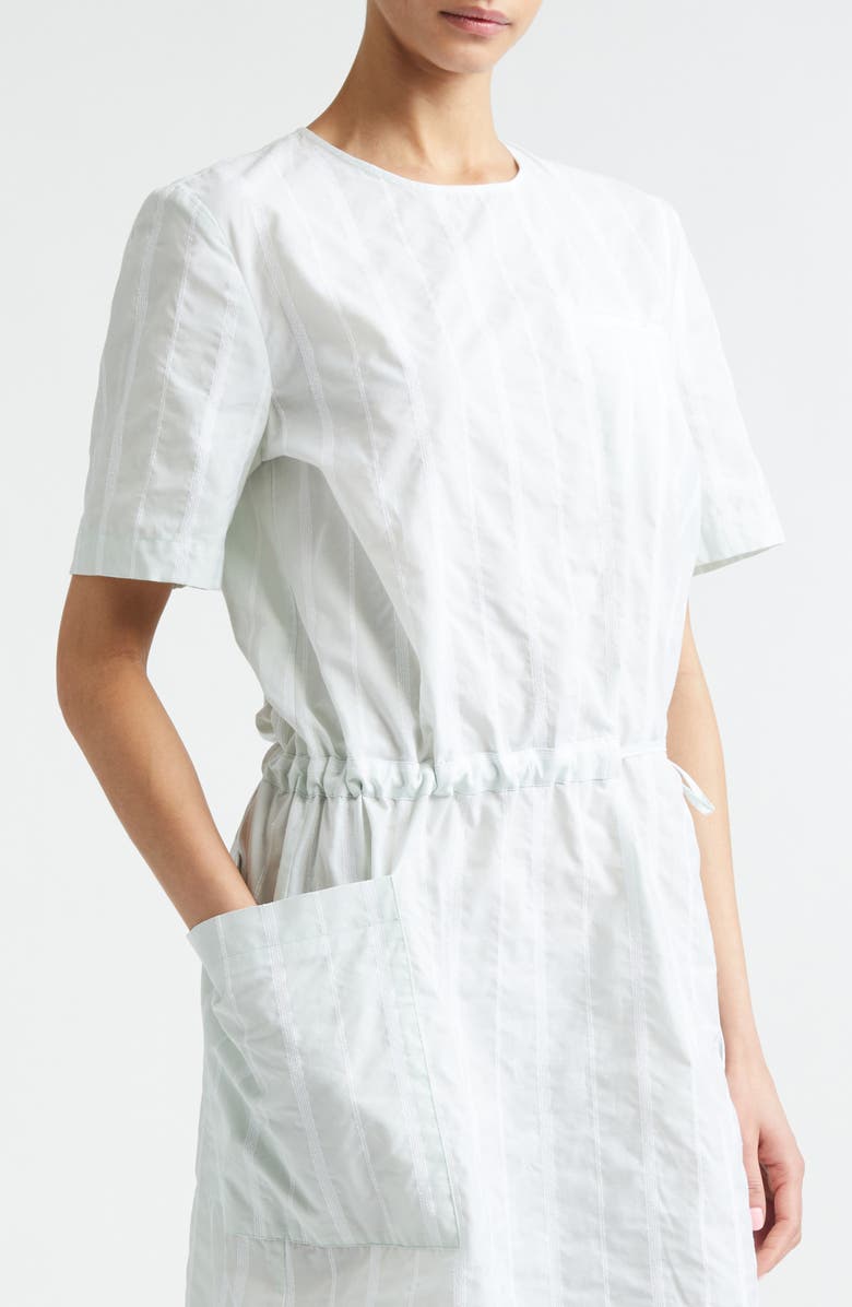 LOULOU DE SAISON Renata Stripe Cinched Cotton Poplin Dress, Alternate, color, Mist/ White