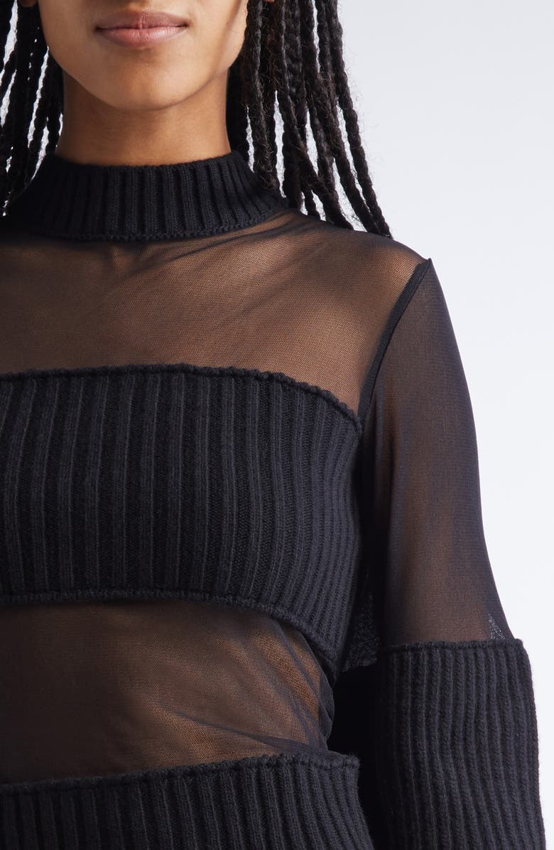 Jean Paul Gaultier Paneled Mixed Media Sweater, Alternate, color,