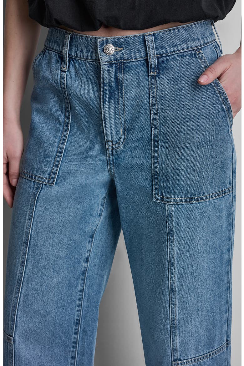 High Waist Ankle Wide Leg Utility Jeans, Alternate, color, WATERFALL