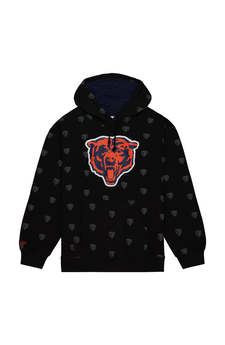 Mitchell & Ness Men's Mitchell & Ness Black Chicago Bears Allover Print Fleece Pullover Hoodie, Alternate, color,