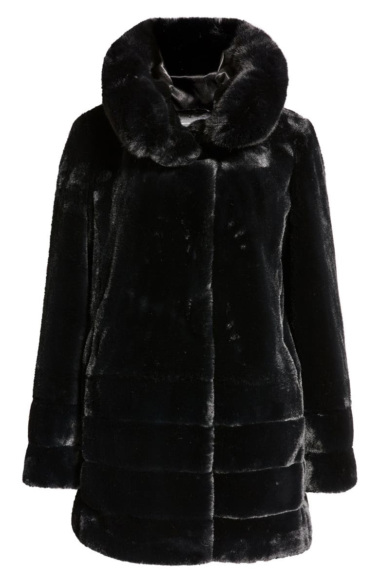 Gallery Hooded Faux Fur Coat, Alternate, color, 