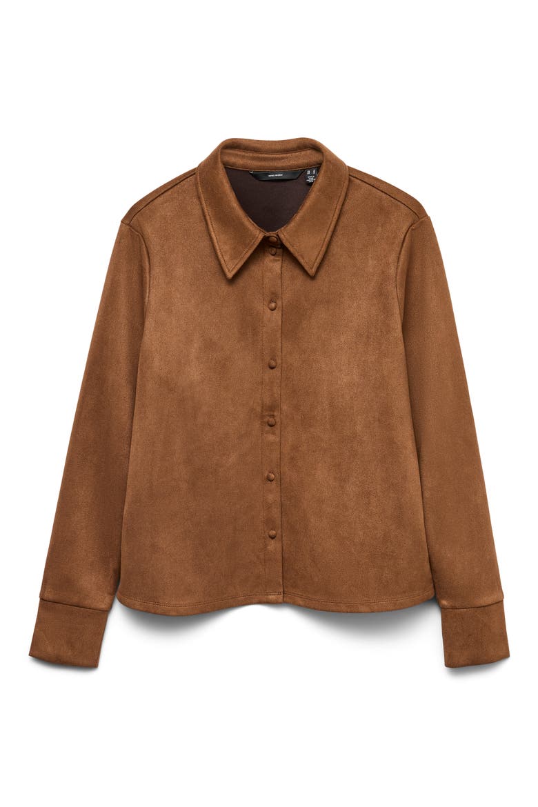 Kreta Faux Suede Button-Up Shirt, Alternate, color, EMPERADOR
