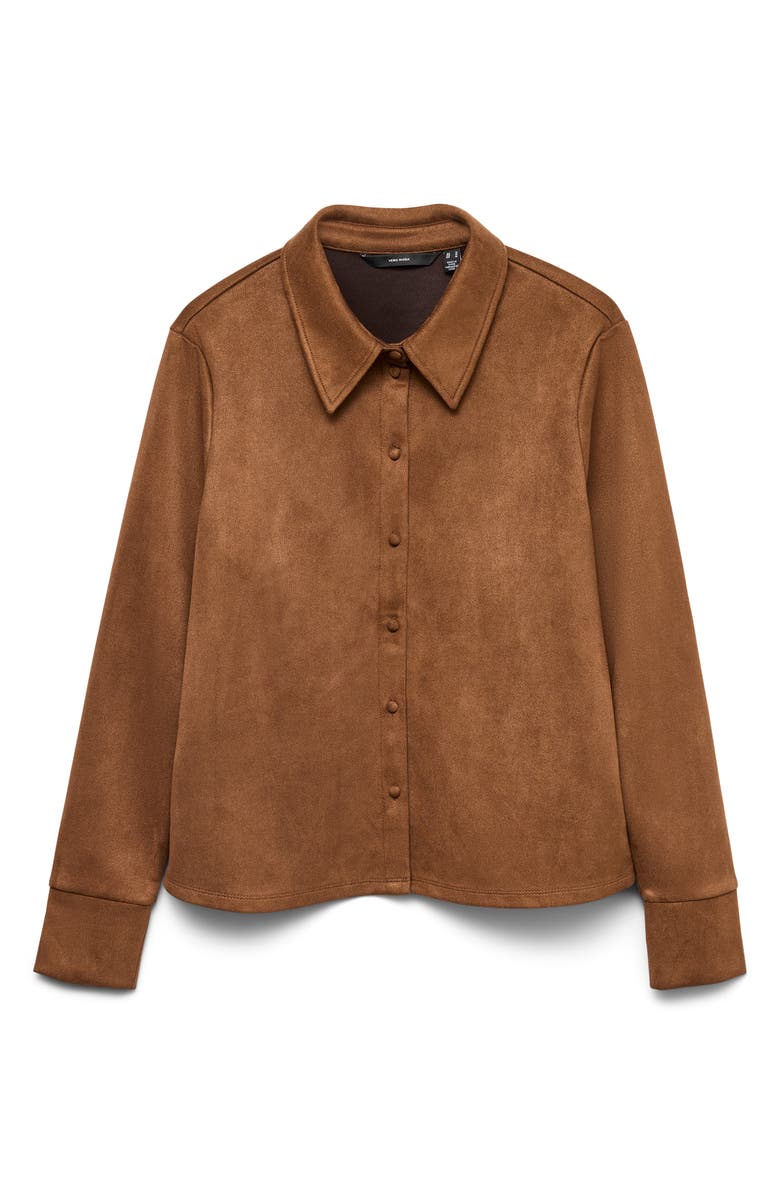 VERO MODA Kreta Faux Suede Button-Up Shirt, Alternate, color, Emperador
