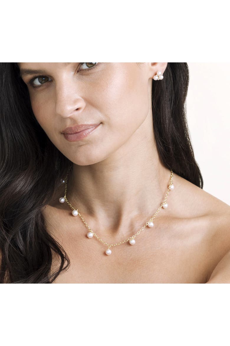 White Freshwater Pearl Isabella Necklace, Alternate, color, Yellow Gold Fill