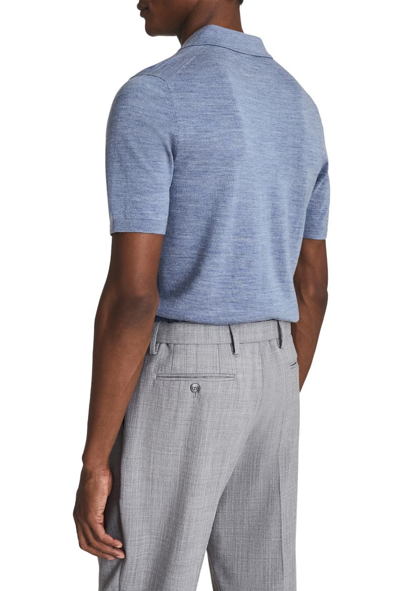 Duchie Johnny Collar Short Sleeve Wool Polo Sweater, Alternate, color, FROST BLUE