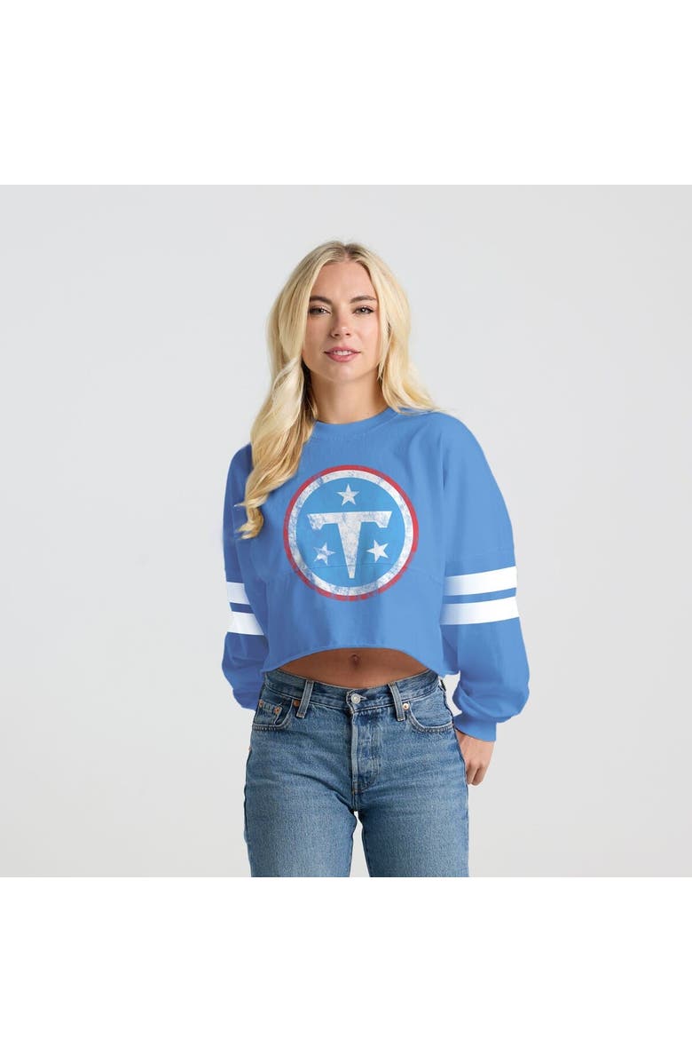 SPIRIT JERSEY Women's Spirit Jersey Light Blue Tennessee Titans Sleeve Stripe Long Sleeve Shirt, Main, color, Light Blue