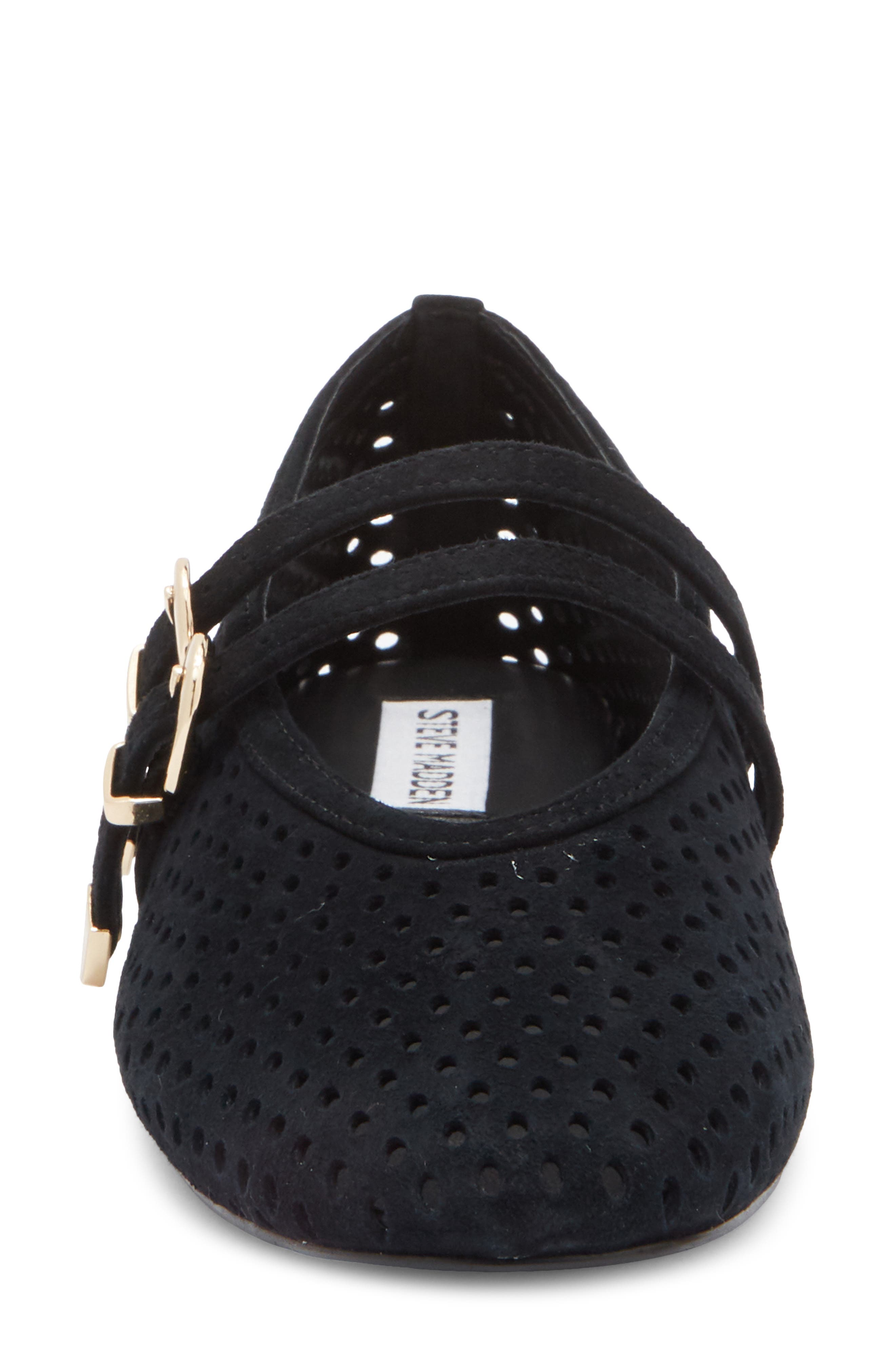 Steve Madden Lissa Perforated Mary Jane Flat, Alternate, color, Black Suede