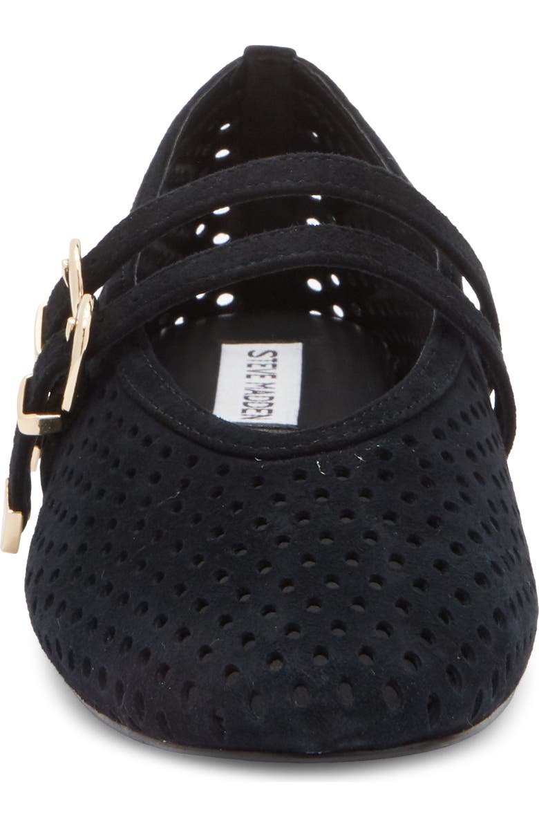 Steve Madden Lissa Perforated Mary Jane Flat, Alternate, color, Black Suede