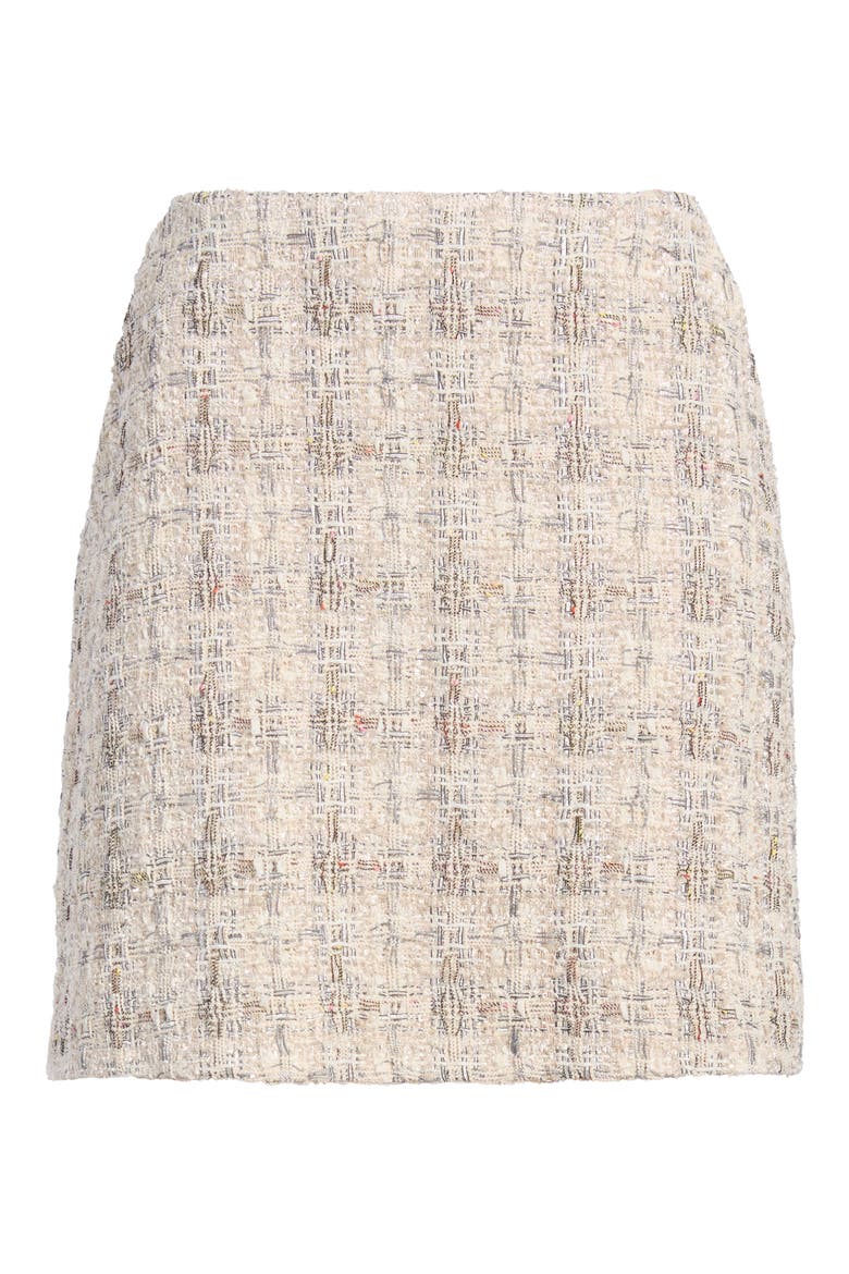 Plaid Tweed Miniskirt, Alternate, color, IVORY PLAID