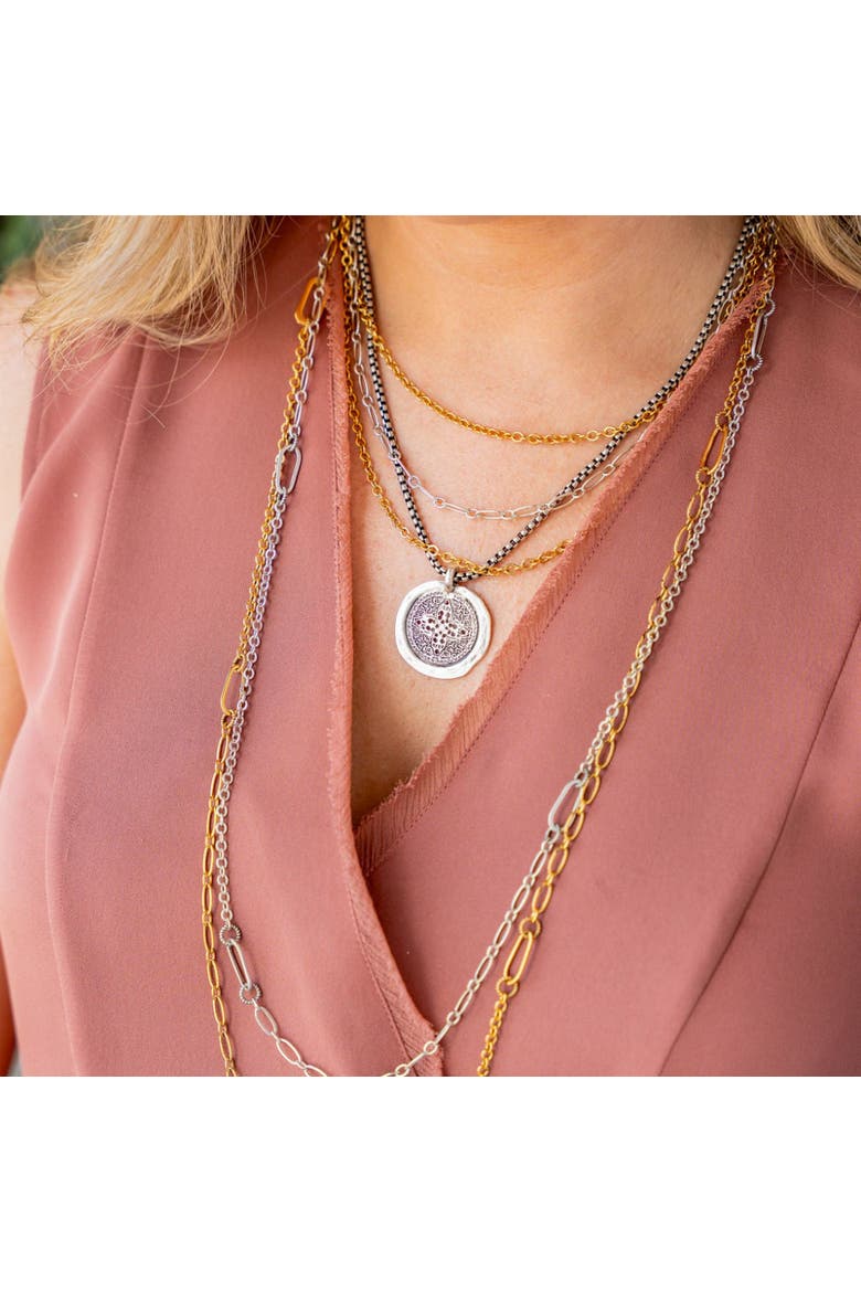 Antique Filigree Coin Necklace, Alternate, color, Silver