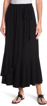 GO COUTURE Faux Wrap Midi Skirt