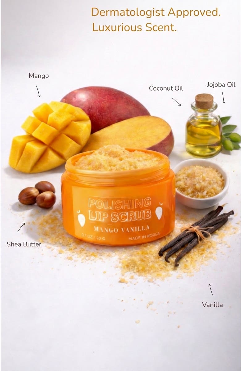 Lovery Korean Lip Care Duo Set - Mango Vanilla Exfoliating Lip Scrub & Watermelon Overnight Lip Mask, Alternate, color, Pink And Orange