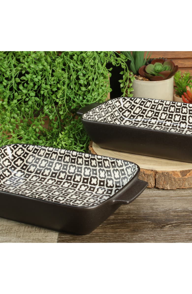 BIA Cordon Bleu Set of 2 Black Sand Geo Rectangular Baking Dishes, Alternate, color, 