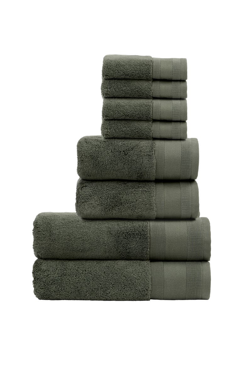 Signature Luxury 100% Turkish Cotton 8 Piece Towel Set, Main, color, Forest Green