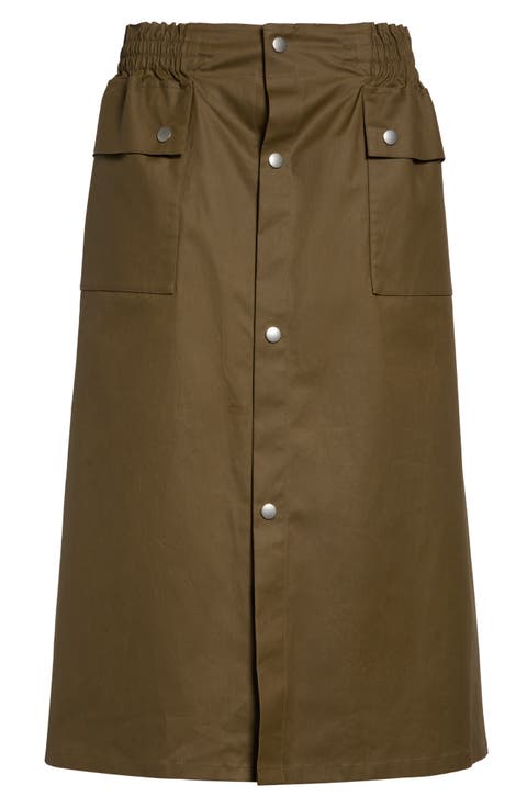 Stretch Cotton Midi Skirt