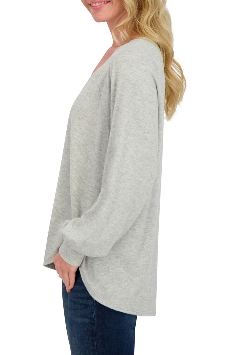 Lucky Brand V-Neck High-Low Pullover, Alternate, color, Light Heather Grey