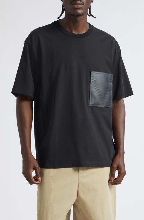 Cotton Pocket T-Shirt with Lambskin Leather Patch Pocket