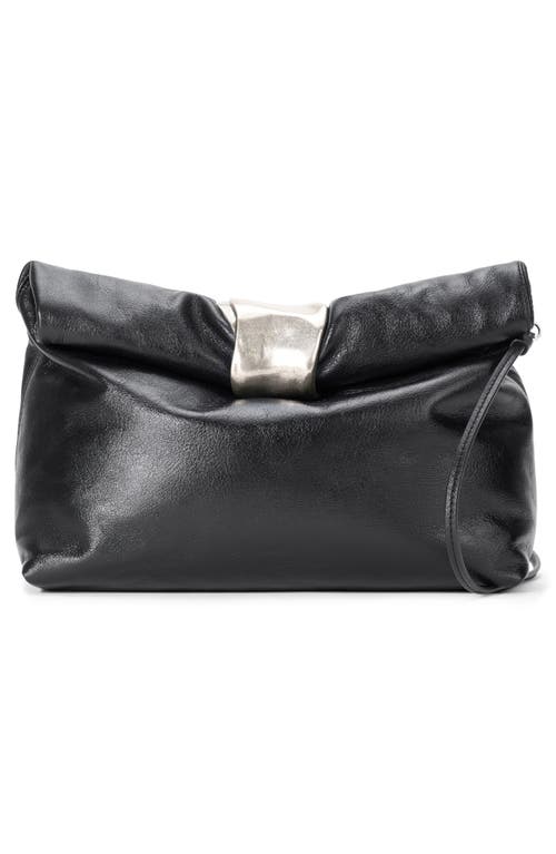 Staud Leather Foldover Cuff Clutch In Black