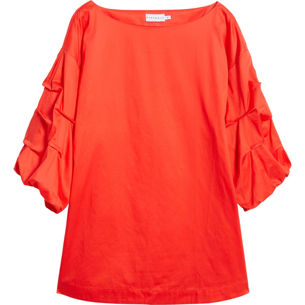 Harshman Balia Cotton Popover Top In Poppy Red