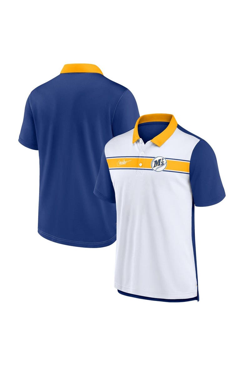 Men's Nike  White/Royal Seattle Mariners Rewind Stripe Polo, Main, color, White