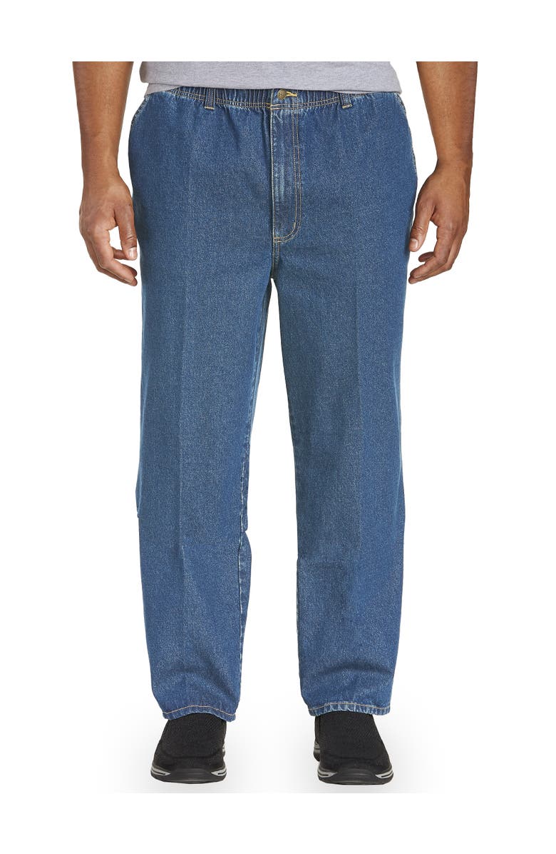 Harbor Bay by DXL Big & Tall Full-Elastic Waist Jeans, Main, color, Med Stonewash