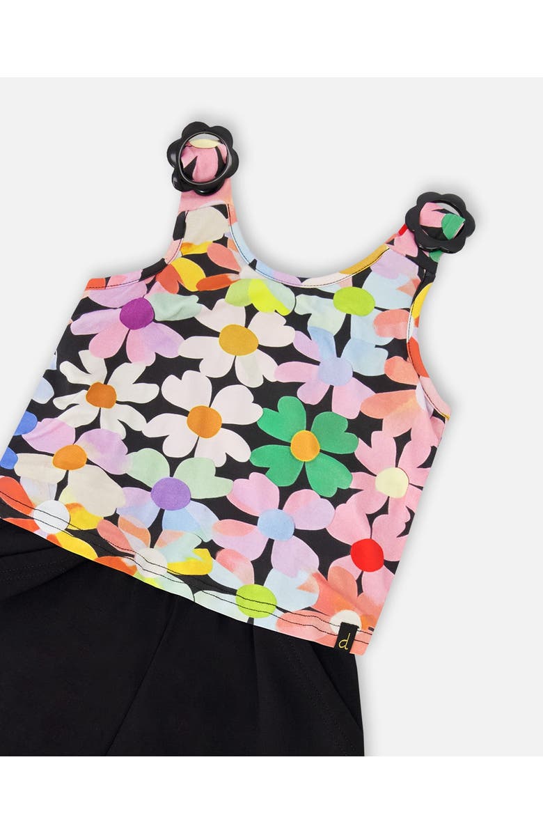 Deux par Deux Sleeveless Jersey Flowers Jumpsuit, Alternate, color, Black Floral Print