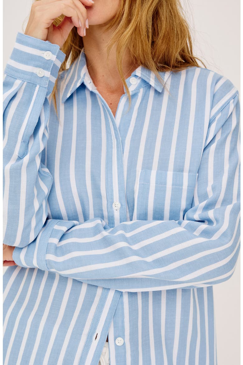 Freeman Cotton Button-Up Shirt, Alternate, color, SALTWATER STRIPE