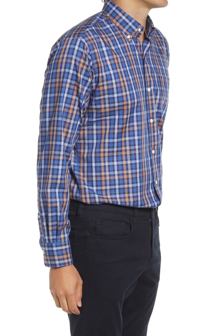 Crown Ease Langley Check Button-Down Shirt, Alternate, color, NAVY