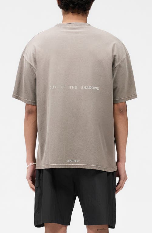 Represent Team Oversized Fit Graphic Logo Tee In Dark Taupe