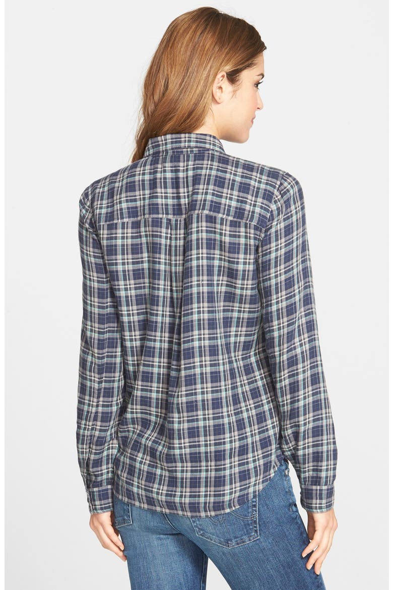 Embellished Plaid Shirt, Alternate, color, NAVY- GREY PLAID