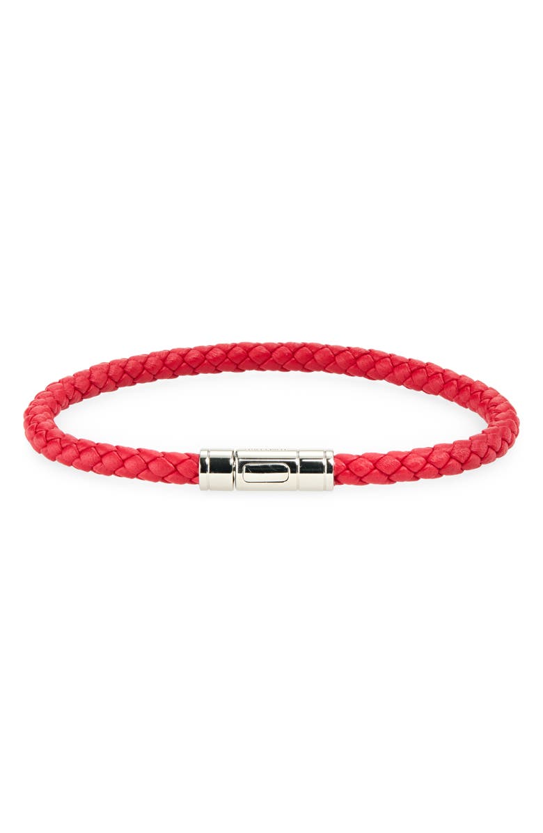 TOM FORD Men's Tubular Clasp Braided Leather Bracelet, Main, color, Scarlet